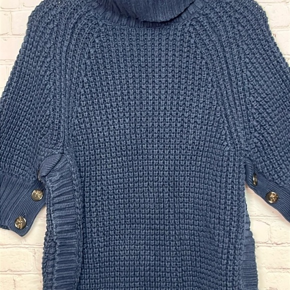 J.Crew Turtleneck Cotton Poncho in Navy - Picture 5 of 13